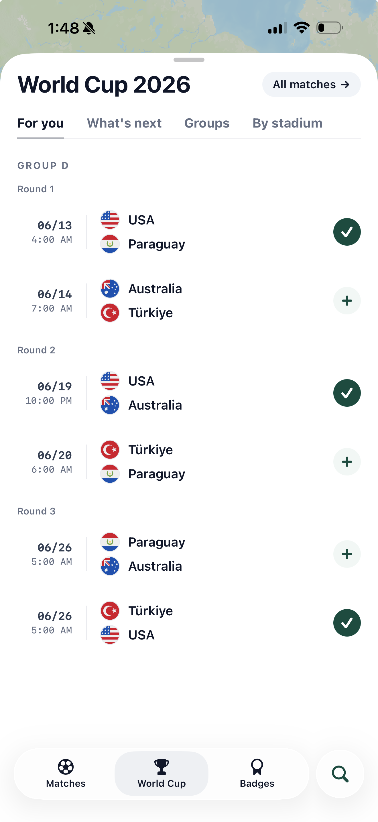 Match detail with stadium and countdown